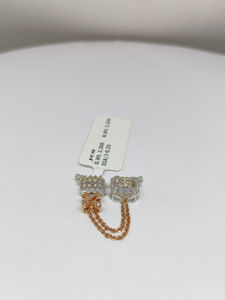 Juego de colgantes y pendientes de diamantes de oro blanco y rosa de alta calidad impresionantes y elegantes con diamantes de piedras de colores - Product Image 2