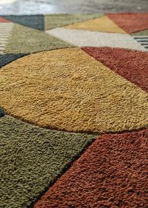 Modern Abstract <b>Block</b> Patchwork Wool Anti-Slip Medium Pile Cotton Canvas Backing Soft Tufted Terracotta Olive Mustard Multi - Product Image 2