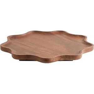 Plato de Servir Redondo de Madera Retro Hecho a Mano, Plato de Vajilla Marrón Sólido, Plato para Servir en la Mesa - Product Image 6