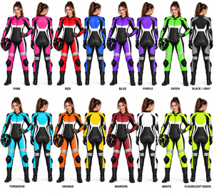 Traje de Motociclismo de Cuero para Mujer, Transpirable, Diseño con Bloques de Color, Traje de Motocicleta de Cuero Genuino, Equipo de Protección - Product Image 2