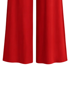 Pantalon large rouge personnalisé pour femme, taille haute, avec cordon de serrage, coupe décontractée, droit, doux et confortable, idéal pour la détente et la mode. - Product Image 6