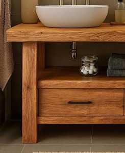 Mueble de Baño con Doble Lavabo, Cajones de Almacenamiento y Estante Abierto para Uso Residencial y Hotelero - Product Image 2