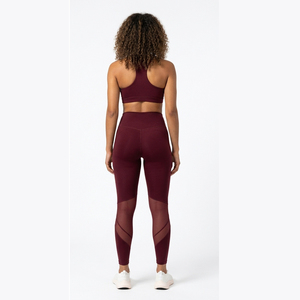 Custom Logo Yoga Set High Waist <b>Leggings</b> With Sheer Panels <b>And</b> Racerback Crop <b>Top</b> Full Length Seamless Activewear Two Piece Set - Product Image 3