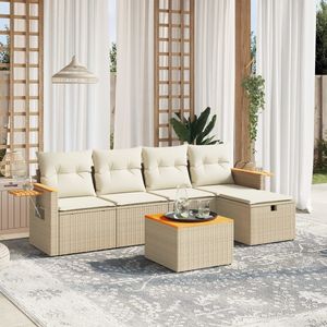 Conjunto de Sofás Modulares Grandes de Ratán Sintético PE Beige para Jardín, Muebles Modulares Cómodos para Exteriores - Product Image 1