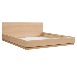 Cadre de lit plateforme bas en teck massif, style minimaliste moderne, base de lit en bois de style japonais, mobilier de chambre contemporain, taille king - Product Image 4