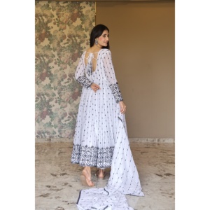 ADITI-Conjunto Anarkali para Mujer, Traje de Color Blanco, 04 Piezas - Product Image 4
