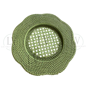 Elegantes Platos Base de Ratán Azul Cielo Estilo Boho, Manteles Individuales Redondos de Mimbre Tejido con Borde Festoneado, Decoración de Mesa para Bodas y Hogar - Product Image 1