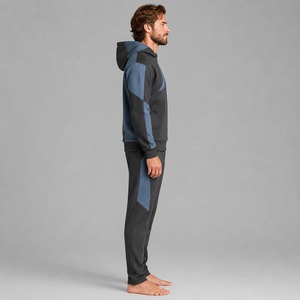 Ensemble de survêtement sportif pour homme, coupe ajustée, 2 pièces, avec capuche, personnalisable, 100% coton, léger, pour l'entraînement - Product Image 4
