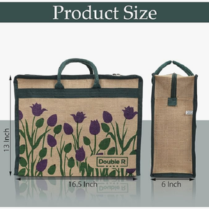Sac fourre-tout en jute naturel, spacieux et réutilisable, avec poignées robustes pour les courses, la plage, le marché et l'usage quotidien - Product Image 5