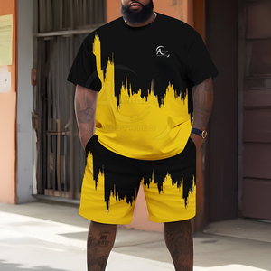Ensemble t-shirt et short pour homme, dernière mode, en coton respirant, couleur unie, vente en gros - Product Image 5