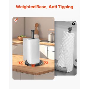 Stainless Steel <b>Kitchen</b> <b>Paper</b> Towel Holder with Weighted Base and Suction Cups Non-Slip Countertop Stand Countertop Storage - Product Image 2