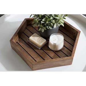 Plateau de service hexagonal avec poignées, plateau décoratif pour table basse, plateau de service emboîtable pour la maison, la cuisine, le restaurant, la cafétéria - Product Image 2