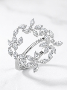 Anillo de Compromiso Romántico para Mujer, Oro Sólido de 14K, Diamante Cultivado en Laboratorio, Corte Esmeralda y Pera, Certificado IGI - Product Image 2