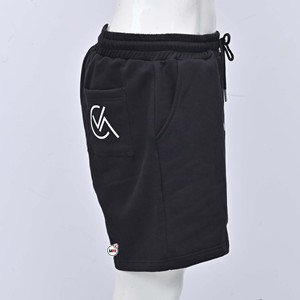 Shorts en coton noir pour homme, taille mi-haute, logo avant, respirant, cordon de serrage, style décontracté et sportif - Product Image 4