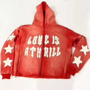 Sudaderas con Capucha para Hombre, Estilo Urbano, Personalizadas con Bordado Distressed, Corte Holgado, Mezcla de Algodón, Estampadas - Product Image 3