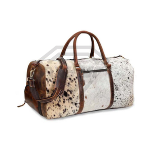New Western Real Cowhide <b>Fur</b> Leather 2026 Arrival Customizable Waterproof Multi-Functional Travel Sport Men Duffel Bag Custom - Product Image 3
