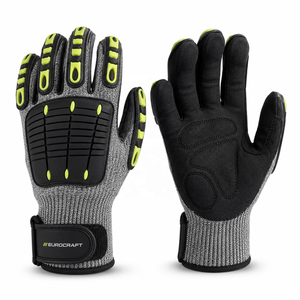 Mechanical Safety <b>Gloves</b> Orange Black PU Anti-Slip <b>Knit</b> Wrist General Purpose - Product Image 6