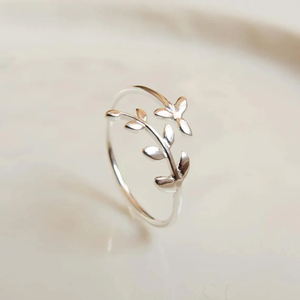Bague feuille au design tendance, argent sterling 925, style bohème, empilable, ouverte, pour femme, fille, cadeau de fiançailles, anniversaire, pour elle - Product Image 1