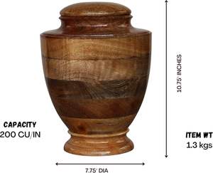 Urna de madera estilo vintage, recipiente de madera simétrico, liso y pulido, urna conmemorativa de 10.75 pulgadas, urna de cremación de madera de 7.75 pulgadas de diámetro. - Product Image 4
