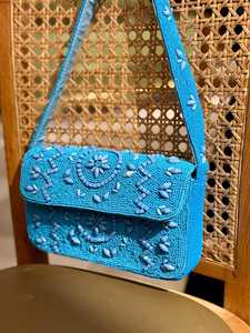 Sac à main rectangulaire violet fait main avec broderie tortue, perles de verre, lavable, pour usage quotidien, artisanat textile - Product Image 3
