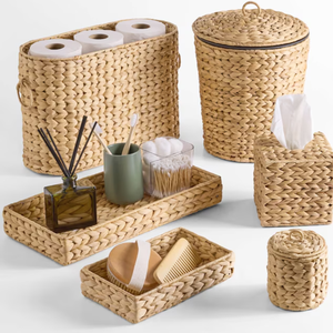 Best Quality Classic Water Hyacinth <b>Bathroom</b> Storage Set 6-piece <b>Baskets</b> for Storage Crafted by Vietnamese Skilled Artisans - Product Image 1