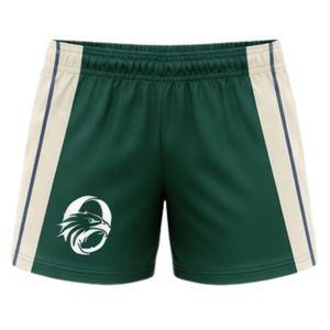 Ensemble short et maillot de netball sublimé vert foncé et blanc pour homme, en polyester, tenue de sport athlétique avec panneau latéral rayé, vêtements de match - Product Image 4