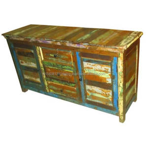 Reclaimed Wood <b>Sideboard</b> Rustic <b>Sideboard</b> Cabinet Storage Units Indian Solid Wood Living Room Bedroom Furniture Modern <b>Sideboard</b> - Product Image 4