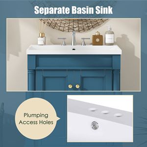 Mobile bagno moderno da 24 pollici a 2 livelli con ampi ripiani portaoggetti e lavabo singolo - Product Image 6