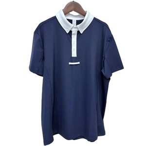 เสื้อยืดแขนสั้นผู้ชาย ผ้าฝ้ายถัก 100% ปักโลโก้ด้านหน้า ลายทาง สไตล์ลำลอง สปอร์ต สีเข้ม - Product Image 5