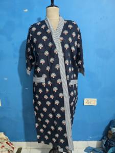 Kimono Indio Hecho a Mano 100% Algodón con Estampado Floral, Vestido Tipo Bikini, Ropa de Dormir Informal para Mujer, para Otoño, Primavera, Vacaciones en la Playa - Product Image 3