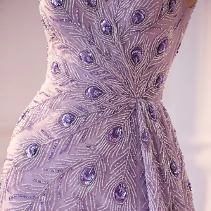 Luxury Off-Shoulder Mermaid Evening Gown Beaded Geometric Pattern Formal Dress Wholesale Women Elegant Prom Night Gowns - Product Image 1