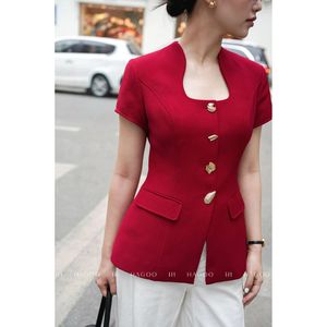Blusa de Verano para Mujer, Estilo Oficina, Cuello Cuadrado, Manga Corta, Minimalista, Transpirable, Antiarrugas, Venta al Por Mayor, Modelo A9070 - Product Image 1