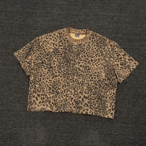Ropa para Hombre, Camiseta Corta, Estilo Holgado, Ropa Urbana, Camiseta Sublimada con Estampado de Leopardo para Hombre, Alta Calidad - Product Image 1