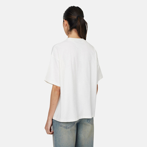 เสื้อยืดคอกลมสีขาวทรงหลวมสำหรับผู้หญิง ผ้าฝ้าย สีพื้นเรียบง่าย แขนปกติ ระบายอากาศได้ดี ใส่ได้ทุกฤดู ผ้าเจอร์ซีย์ถัก - Product Image 4