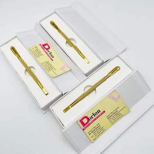 Pousse-cuticules professionnel en acier inoxydable doré, double usage, pour manucure et soin des ongles, avec boîte - Product Image 3