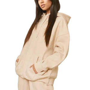 Sweat-shirt à capuche uni personnalisé 100% coton biologique polaire essentiels pull blanc femmes fermeture éclair sweats à capuche - Product Image 4