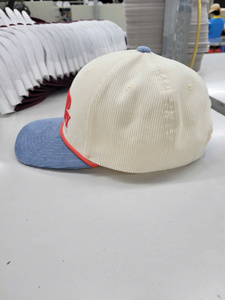 Gorra de Béisbol de Pana de Dos Tonos, Estructurada, de 6 Paneles, con Bordado Personalizado, para Bodas, Hecha en Vietnam, de Alta Calidad y a la Moda - Product Image 5