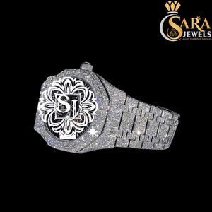 Alta calidad Iced Out Diamond Número romano Dial Hip Hop Estilos y reloj de diamantes personalizado disponible a un precio asequible - Product Image 3