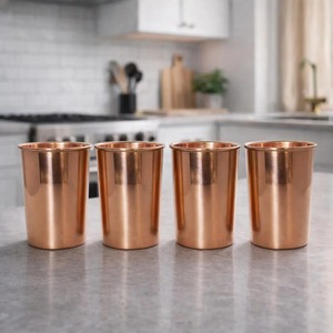 Simple Copper Glass Pure Copper Drinking Tumbler For Water Ayurvedic Health Use Kitchen Dining <b>Table</b> And Daily Drinkware Gift - Product Image 6