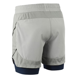 Men's Gray Quick Dry Sport Shorts With Zip Pockets Elastic Waist <b>Mid</b> Length Woven Polyester Athletic Workout Training Short - Product Image 3