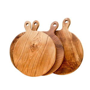 Tabla de cortar de madera de acacia con acabado natural, diseño único, para verduras, pizza o como plato para servir. - Product Image 1
