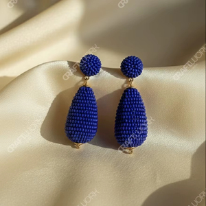 Handmade Blue <b>Beaded</b> Drop Earrings for Women Statement Dangle Earrings Elegant Party Wear Trendy Jewelry Gift - Product Image 2