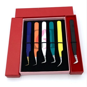 Pince à épiler GETUP BROSONS IMPEX GBI-EET-2545 en acier inoxydable pour extensions de cils, pointe incurvée, précision, antistatique, durable, poudre - Product Image 1