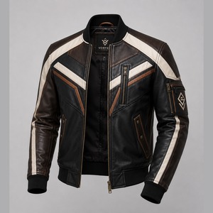 Blouson en cuir pour homme sur mesure, style motard, en cuir d'agneau véritable vieilli, matériau de qualité supérieure - Product Image 4