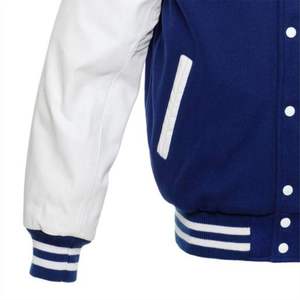Veste universitaire bleue et blanche pour homme, style preppy, en coton, polyester et laine, fermeture à boutons, pour l'automne - Product Image 2