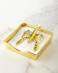 Anillo de servilleta moderno de metal, muy vendido, con diseño de granada y hoja dorados, para decoración de mesas de boda - Product Image 6