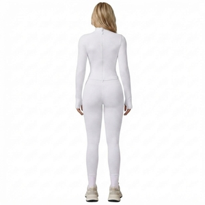 Custom <b>Women</b> Activewear 2 Piece Set Long Sleeve <b>Zip</b> Up Jacket <b>Top</b> High Waist Leggings Fitness Workout - Product Image 3
