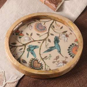 ถาดไม้เคลือบลายพิมพ์ทำมือ เป็นมิตรกับสิ่งแวดล้อม สำหรับเสิร์ฟชา กาแฟ และของว่าง - Product Image 1
