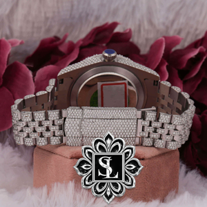 Montre de luxe Shrilike en acier inoxydable, étanche, avec cadran à aiguilles, ornée de diamants et de quartz, faite à la main, avec affichage jour/date, cadeau d'anniversaire - Product Image 3