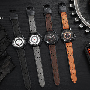 Men's Quartz Alloy case Leather Strap Pointer Dial 10mm Thick Simple and Fashionable Perpetual Calendar Watch - Product Image 2